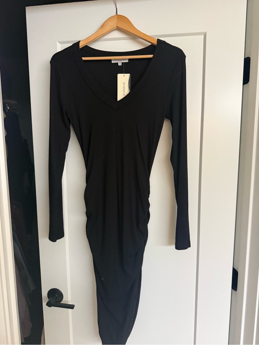 Michael Stars  Long Sleeve V-Neck Ruched Dress